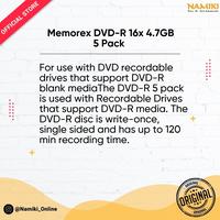 Gambar Memorex DVD-R 16x 4.7GB 5 Pack dari Namiki Online Kota Semarang 4 Tokopedia
