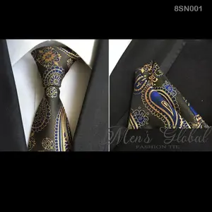 LEBAR 8 CM SET DASI PANJANG + HANDKERCHIEF PREMIUM HITAM BIRU BATIK