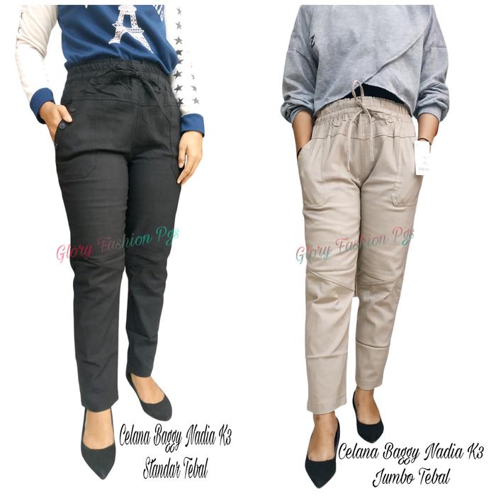 Gambar CELANA PANJANG WANITA BAGGY NADIA K3 JUMBO TEBAL STRETCH SIMPLE ME dari GLORYFASHIONPGS Kota Surabaya Tokopedia