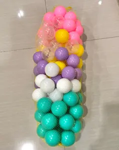 mainan anak mandi bola pelangi bening pastel isi 100 cerah tebal