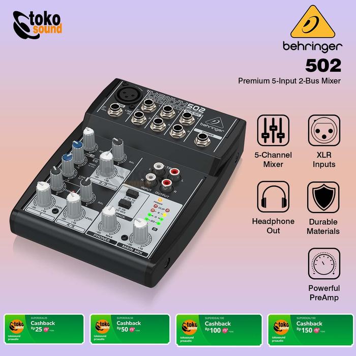 Gambar Behringer Xenyx 502 Mixer Analog 5 Input With Mic Preamp dari Tokosound Proaudio Kota Administrasi Jakarta Barat Tokopedia