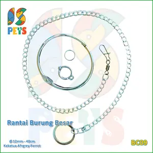 Rantai Burung Kakatua Afgrey 12mm Ikat Kaki Ring Besi Training BC09