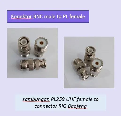 Konektor BNC male to PL female Ht sambungan PL259 UHF female Grosir