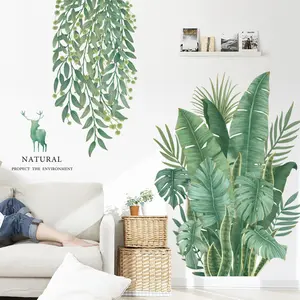 wall stiker dinding ruang tamu motif daun hijau palem wall sticker