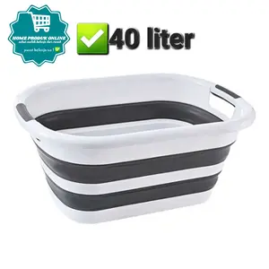 Baskom Ember Lipat Laundry Cuci Pakaian Kaki Rendam Foldable Plastik Silikon
