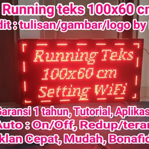 running teks outdoor 100x60 cm, setting tulisan pakai HP, bergaransi