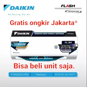 Ac Daikin Flash Inverter 3/4 pk FTKQ20UVM4 Thailand R32 3/4pk 0.75 pk