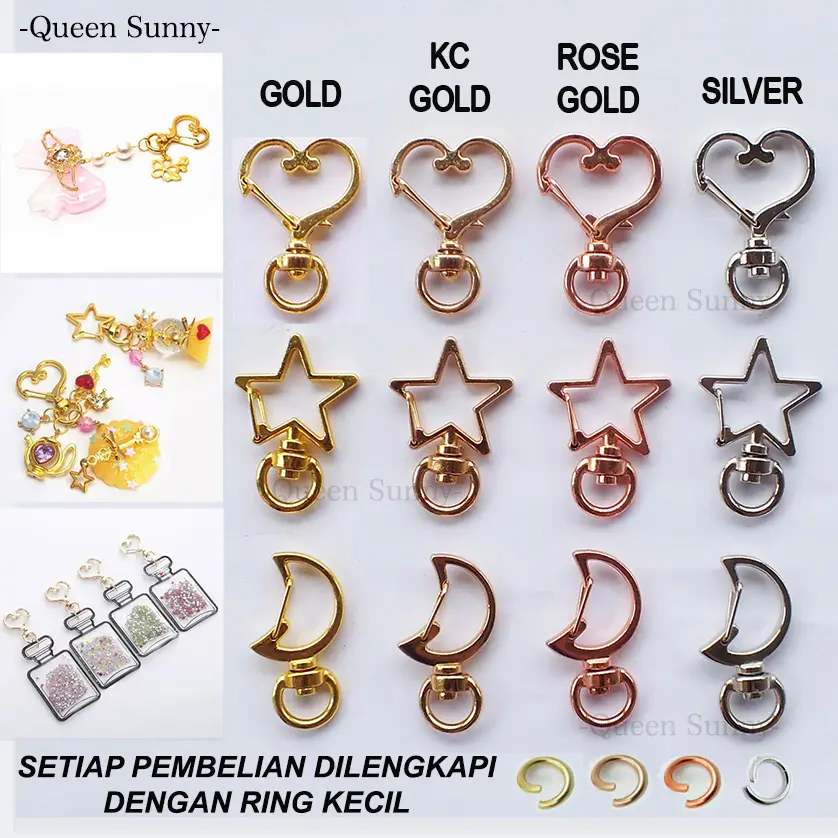Keychain Hati Bintang Bulan Clasp Hook Jumbo Gantungan Kunci Kaitan Kait Cantolan Pengait