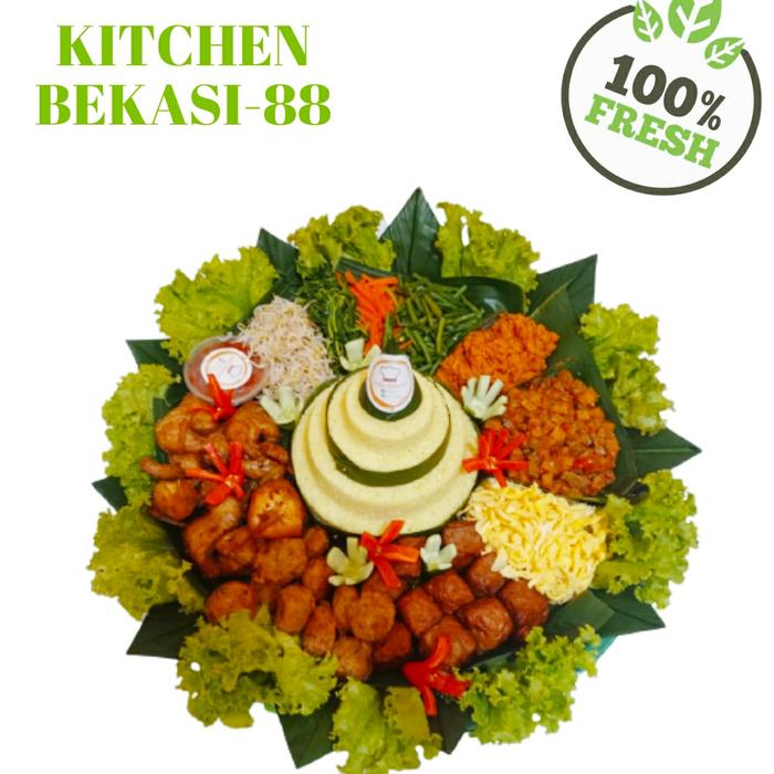 Gambar tumpeng nasi kuning ulang tahun 10 porsi dari Kitchenbekasi88 Kota Bekasi Tokopedia