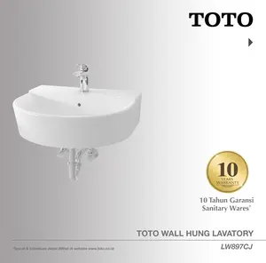 TOTO Wall Hung Lavatory 1 Tap Hole / Wastafel LW897CJ