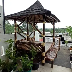 Saung Bambu + Tangga dan Meja