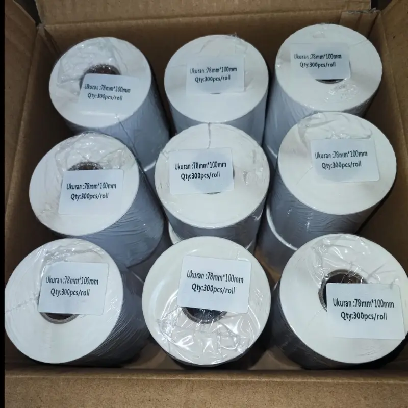 LABEL THERMAL 78 X 100 KERTAS STICKER BARCODE 78x100 mm Isi 300 Pcs ...