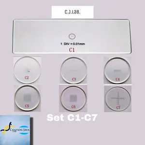 Lensa Okuler Mikrometer 1 Set (C1- C7) 7pcs - Kaca Optik Mikroskop Set