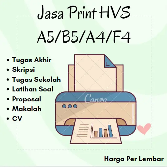 PRINT HVS A5/B5/A4/F4 DOKUMEN, BOLAK BALIK ATAU SATU SISI