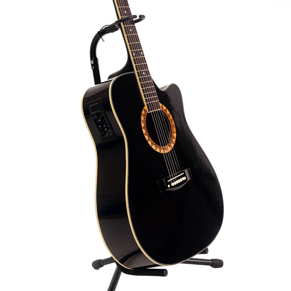 GITAR SEMI AKUSTIK MANDALIKA JW-01 BLACK EQ7545 FREE SOFTCASE DAN SENA