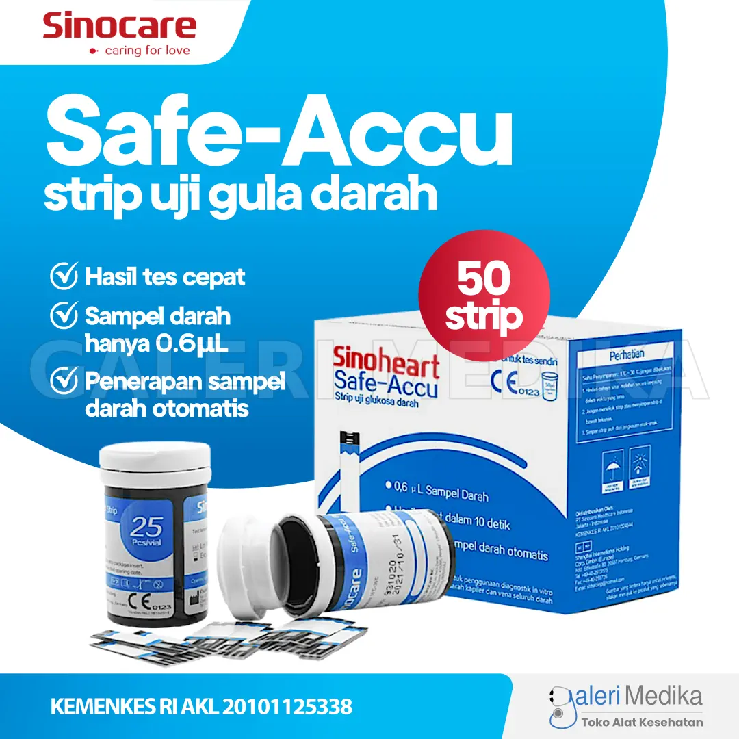 Strip Test Sinoheart Safe-Accu isi 50 Strip Uji Gula Darah Sinocare