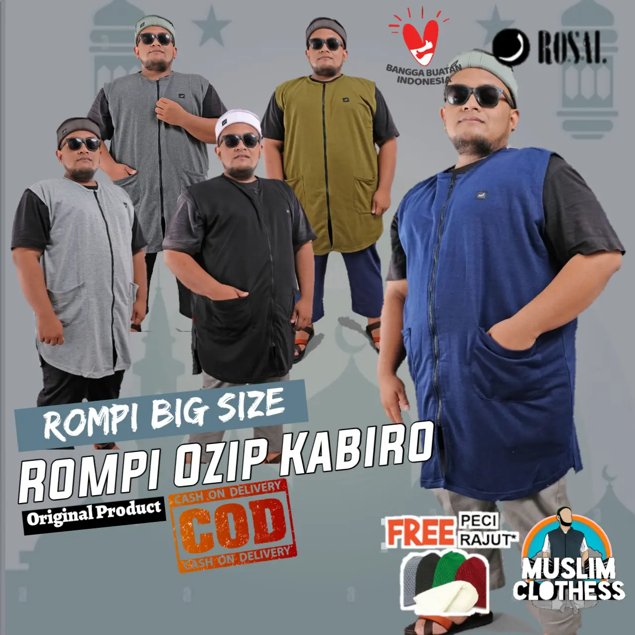 ROSAL OBLONG ZIPPER - ROMPI SHOLAT SHALAT BIG SIZE STYLE BRAND ROSAL