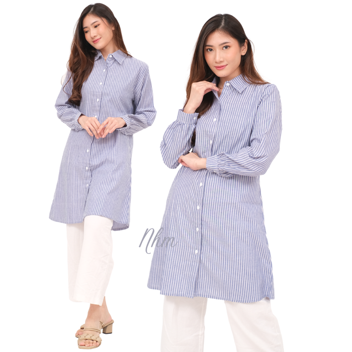 Gambar Nhm Baju Tunik Kemeja Wanita Salur Atasan Muslim katun Ld 100 110 - XXL dari NHM Online Kota Bekasi Tokopedia