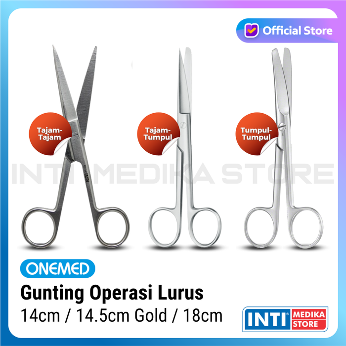 Gambar ONEMED - Gunting Operasi LURUS Tajam Tumpul 14 cm / 18 cm One Med - Tajam-Tumpul, 14cm dari INTI MEDIKA STORE Kota Bandung Tokopedia