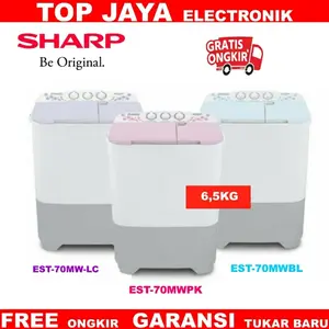 MESIN CUCI SHARP 7 KG 2 TABUNG EST70MW/SHARP MESIN CUCI 7 KG NEW SERIES GARANSI RESMI