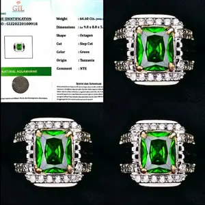Cincin Batu Permata Natural Aqumarine memo Gil Gems lab