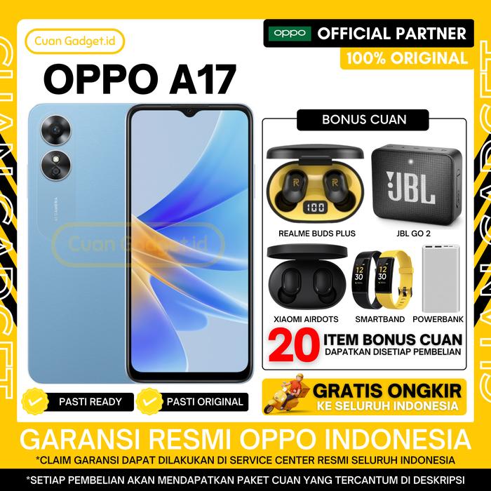Gambar OPPO A17 4/64 OPPO A 17 4/64 GARANSI RESMI INDONESIA - LAKE BLUE, TANPA BONUS dari Cuan Gadget.id Kota Bekasi Tokopedia