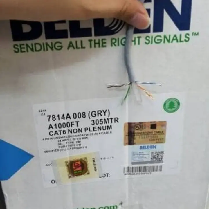 KABEL LAN UTP cat 6 / cat6 BELDEN made in USA meteran / eceran 5