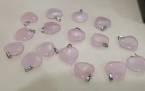 Pendant Pink Rose Quartz Natural Heart 2 cm (Harga per pcs)