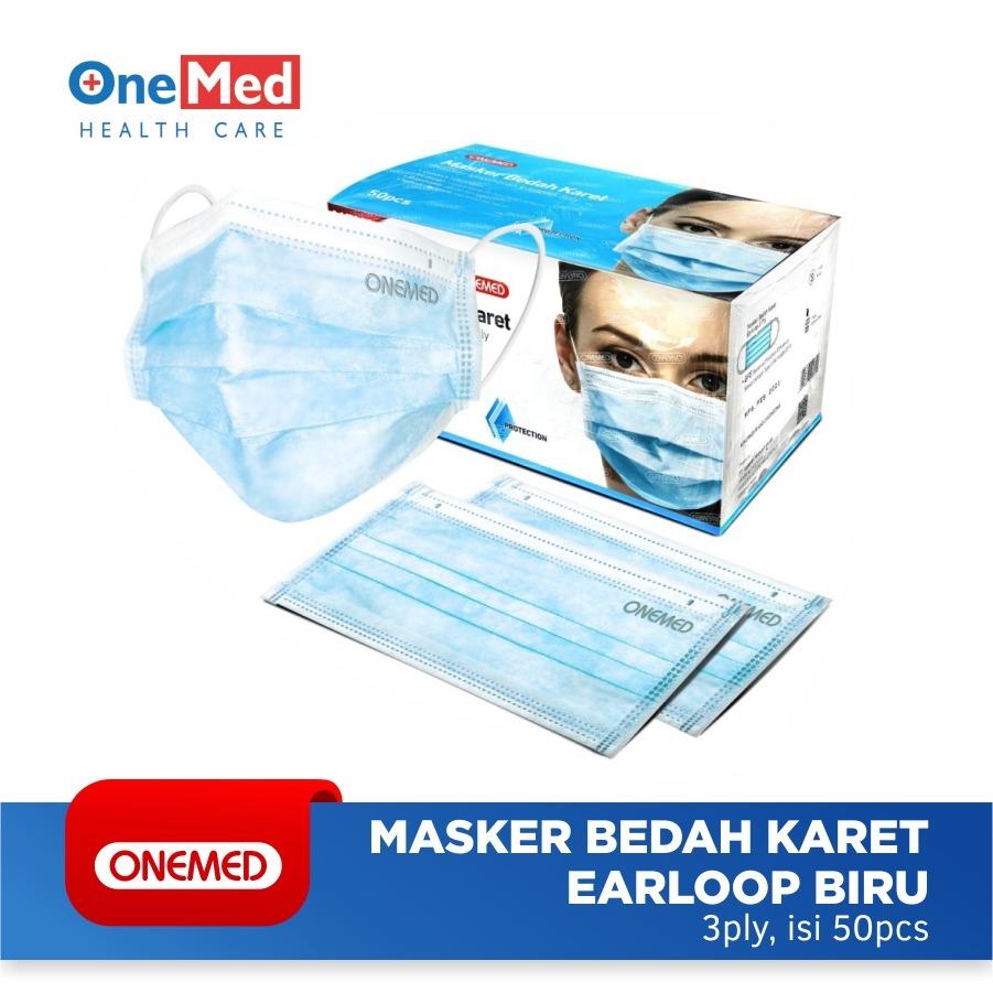Masker Karet Biru OneMed Box 50pcs