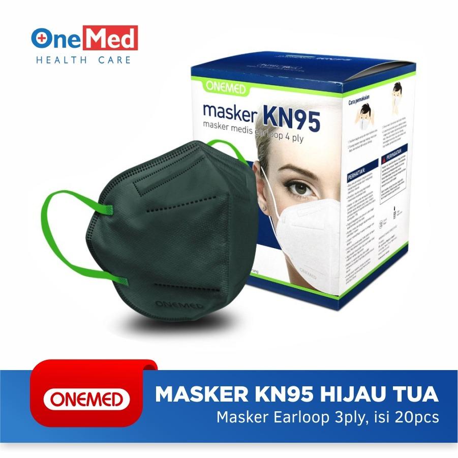 Masker Karet KN95 OneMed 4ply Box isi 20pcs - Hijau Tua