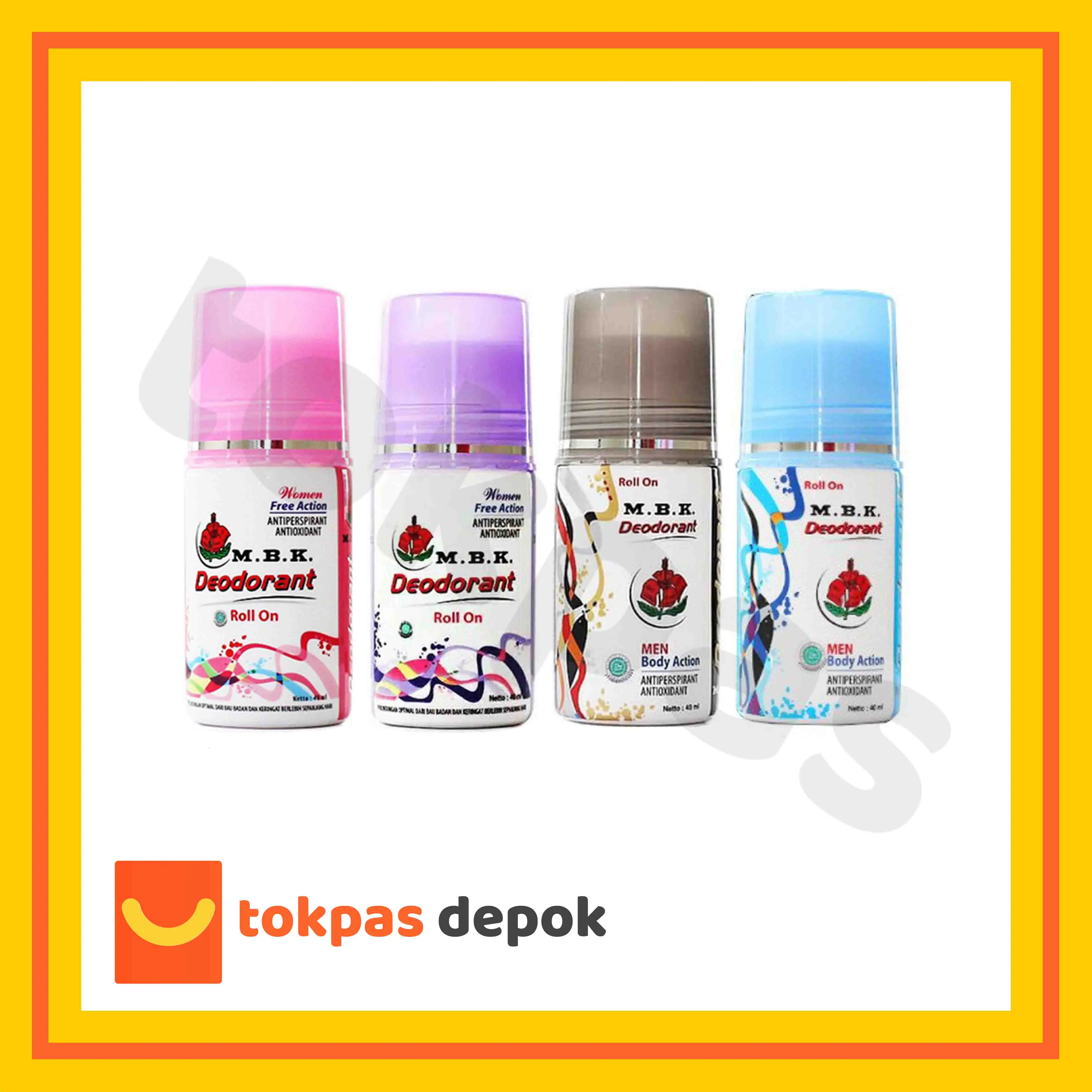 MBK Deodoran Roll On 40 ml - Penghilang Bau Badan Biru Ungu Abu-Abu Deodorant Ketiak Tubuh