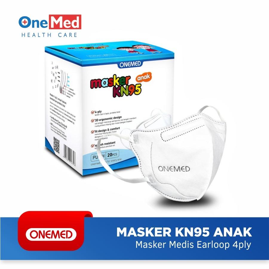 Masker Karet Medis KN95 Anak OneMed 4ply Box isi 20pcs - Putih