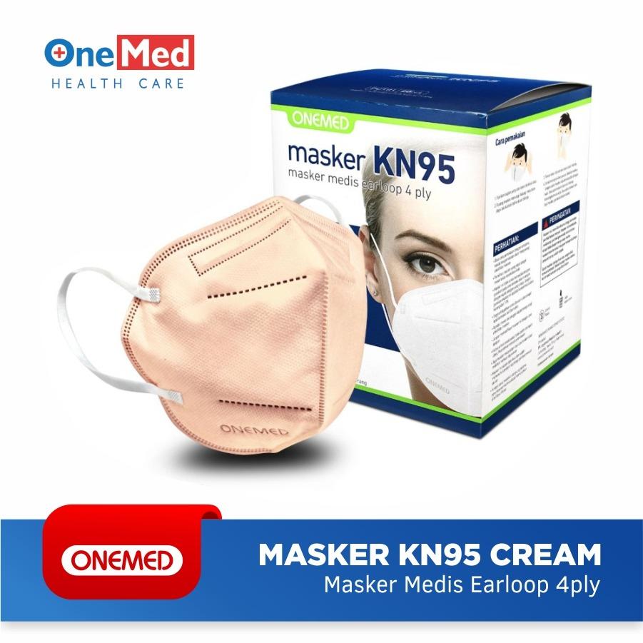 Masker Karet KN95 OneMed 4ply Box isi 20pcs - Cream