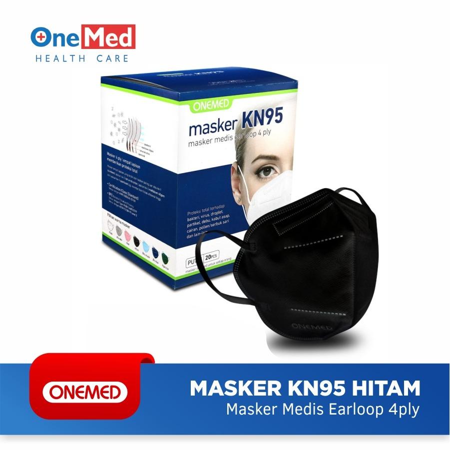 Masker Karet KN95 OneMed 4ply Box isi 20pcs - Hitam