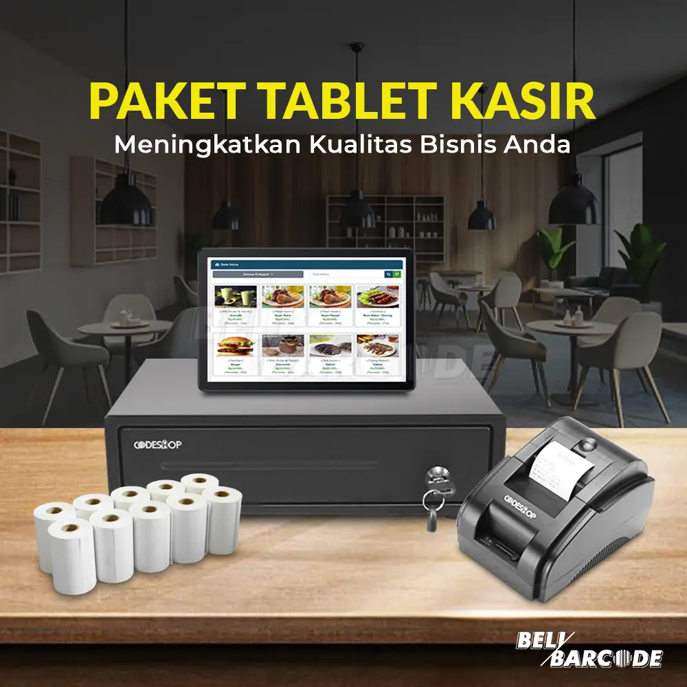 Paket Tablet Kasir Printer Thermal Cash Drawer Kertas Kasir 57x30