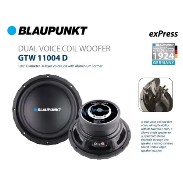 Blaupunkt GTW 11004 D Subwoofer 10 inch Double Voice Coil