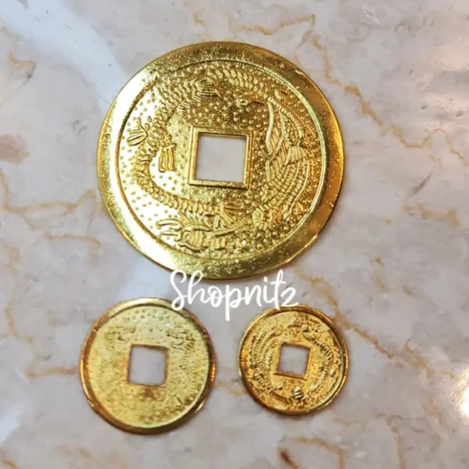 Hiasan Imlek Koin Emas Dekorasi Pajangan Uang Kuno Logam China Murah 0