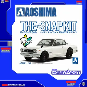 AOSHIMA SNAP KIT 1/32 NISSAN SKYLINE 2000 GT-R (WHITE) (09B)