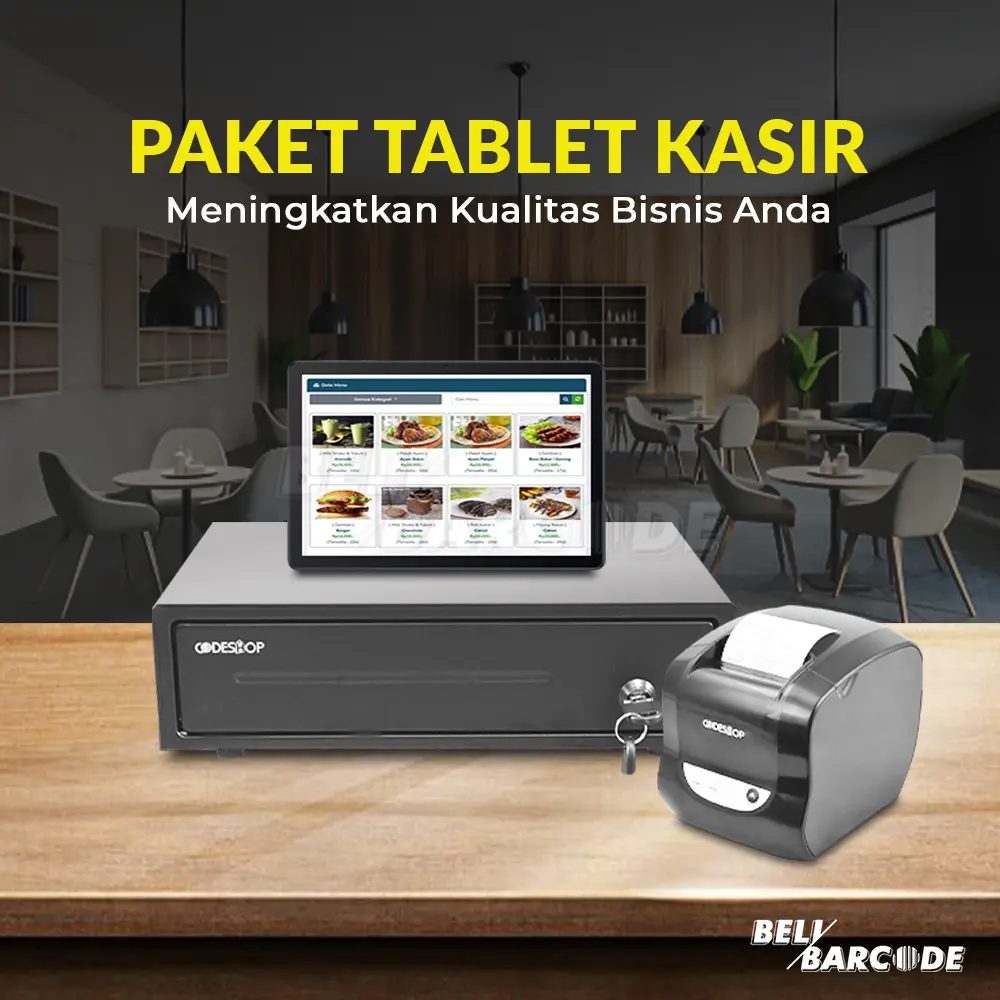 Tablet Kasir Printer Thermal Cash Drawer Metal Paket Codeshop