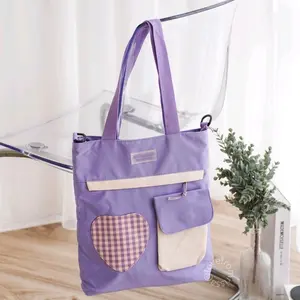 totebag korea ungu tas samping ungu model