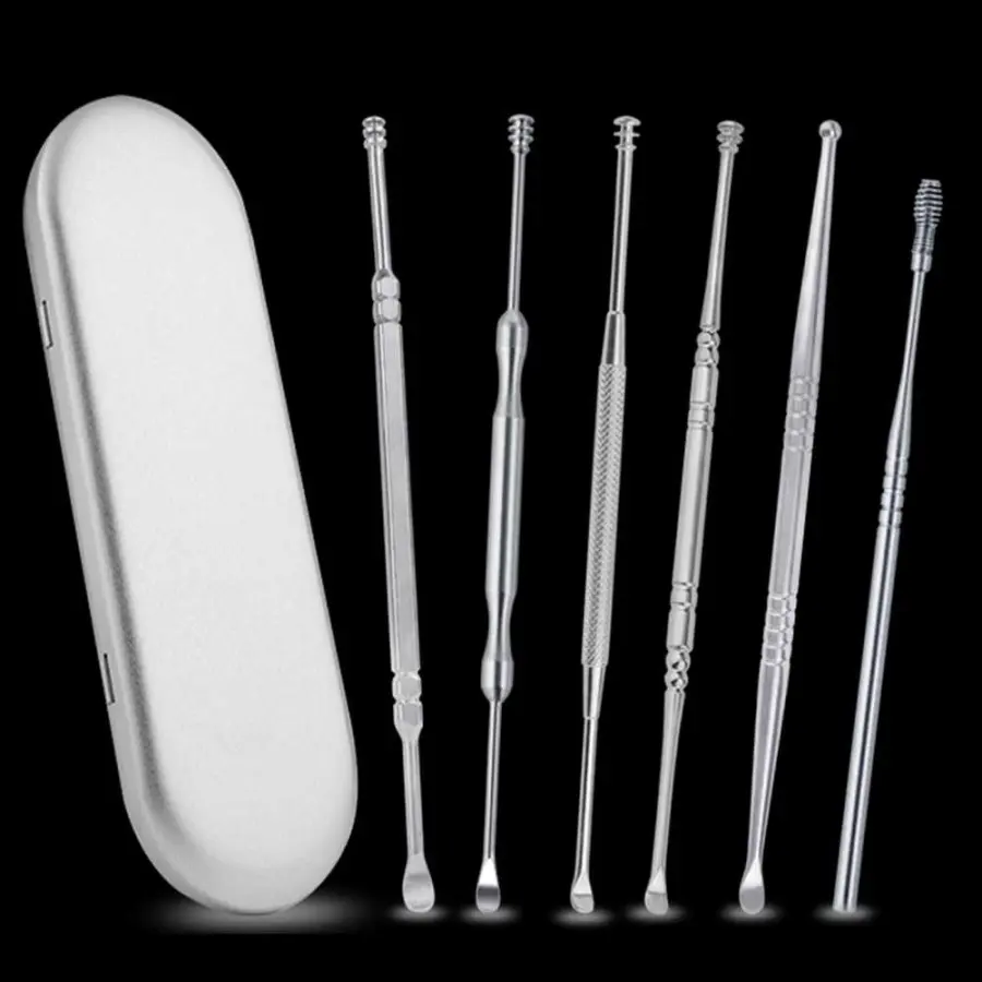 Pembersih Telinga Korek Kuping Ear Wax Picker Stainless 1 Set Isi 6