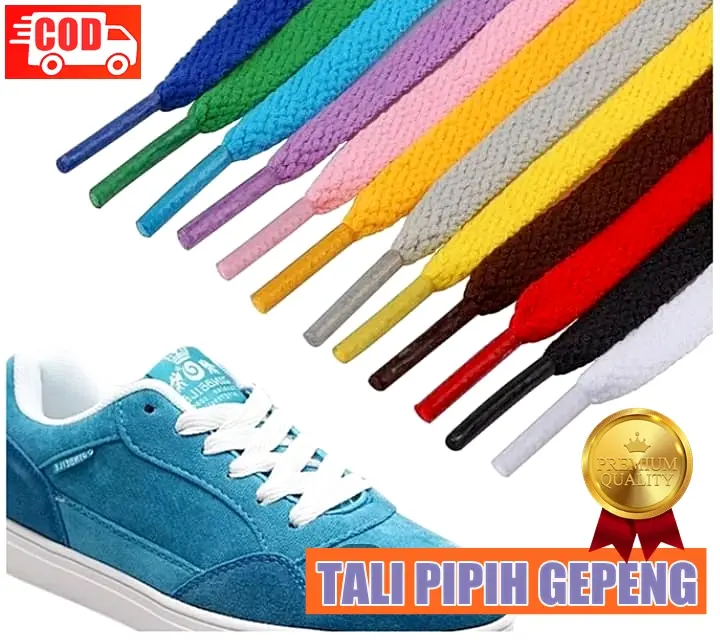 TALI SEPATU PIPIH GEPENG HITAM PUTIH DLL WARNA TALI SEPATU PRIA WANITA