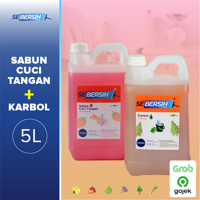 Gambar (BUNDLING) Sebersih Sabun Cuci Tangan + Karbol Anti Bakteri 5L (GOJEK) - Lemon+Sereh dari Sebersih Official Store Kota Administrasi Jakarta Selatan Tokopedia