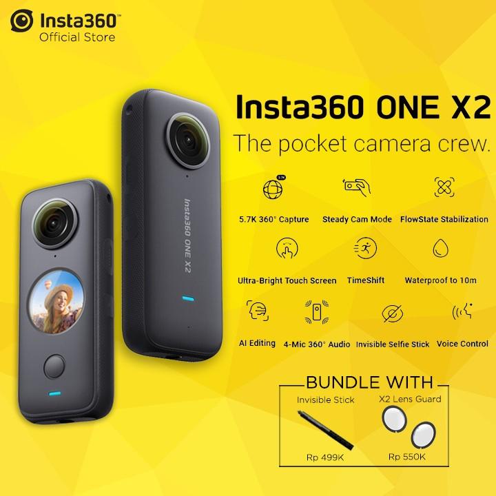 Insta360 ONE X2 360 Action Camera Free Invinsible Stick + Lensguard ...