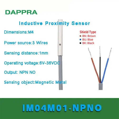 M4 1mm NPN NO DC 6V To 36V dia 4mm Inductive Proximity Sensor OB38