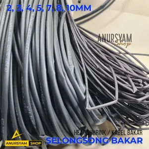 Selongsong Kabel Bakar 2 3 4 5 10 mm Per 1 Meter / Heat Shrink Hitam