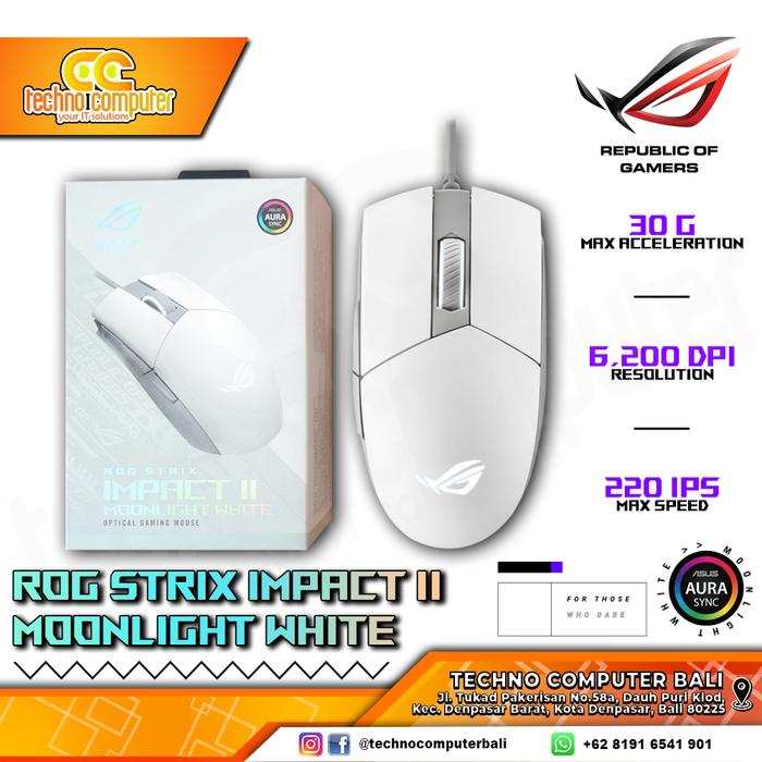Gambar MOUSE GAMING ASUS ROG Strix Impact II Moonlight White Gaming Mouse dari Techno Computer Bali Kota Denpasar Tokopedia