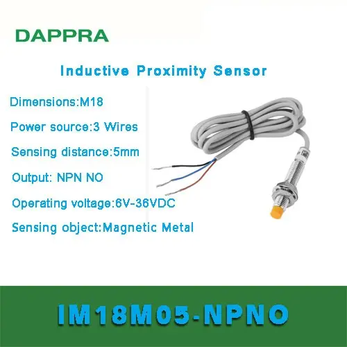 NPN NO DC M18 5mm 6V To 36V dia 18mm Inductive Proximity Sensor OB77