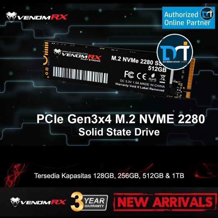 Gambar VenomRX VRX SUPER SSD 128GB 256GB 512GB 1TB 2TB - M.2 2280 NVMe PCIe Gen3 x4 - 512GB dari Duta Mandiri Infokom Kota Administrasi Jakarta Pusat Tokopedia