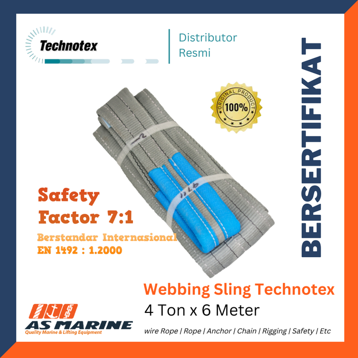 Gambar Webbing Sling / Sling Belt TECHNOTEX Holland 4 Ton x 6 Meter dari PT Anugrah Sukses Marine - Surabaya Kota Surabaya Tokopedia